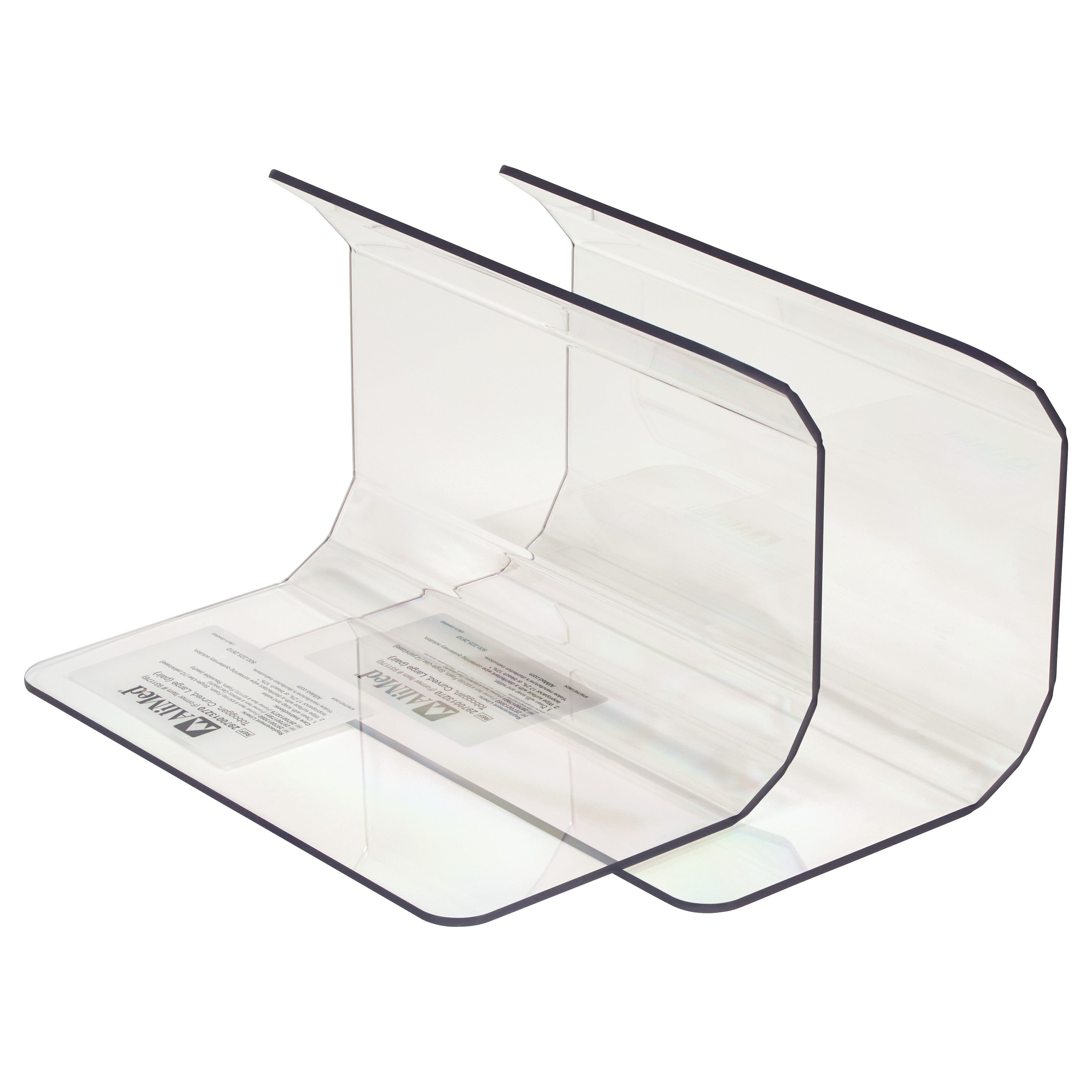 AliMed Curved Toboggan Arm/Leg Guard made of clear plastic with curved edges and black trim, designed for medical use.