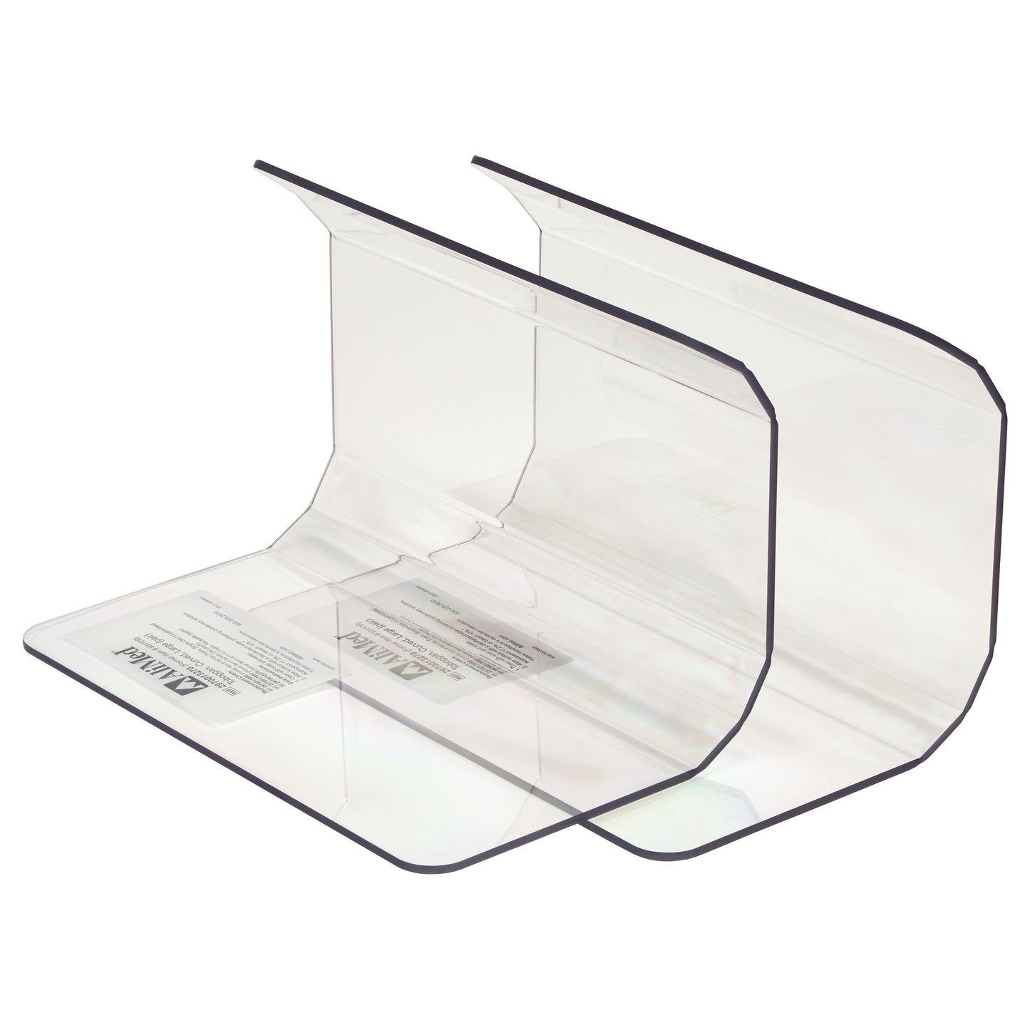 AliMed Curved Toboggan Arm/Leg Guard made of clear plastic with curved edges and black trim, designed for medical use.