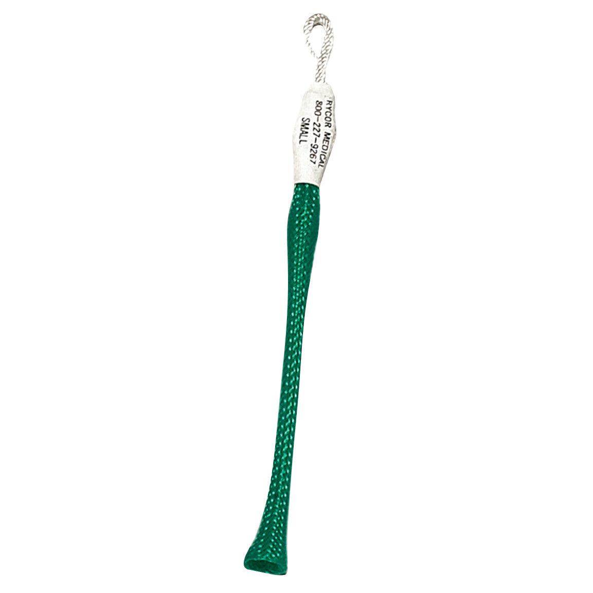 AliMed Autoclavable Soft Touch Single Finger Trap with a green mesh body and a looped end, used for medical finger stabilization.