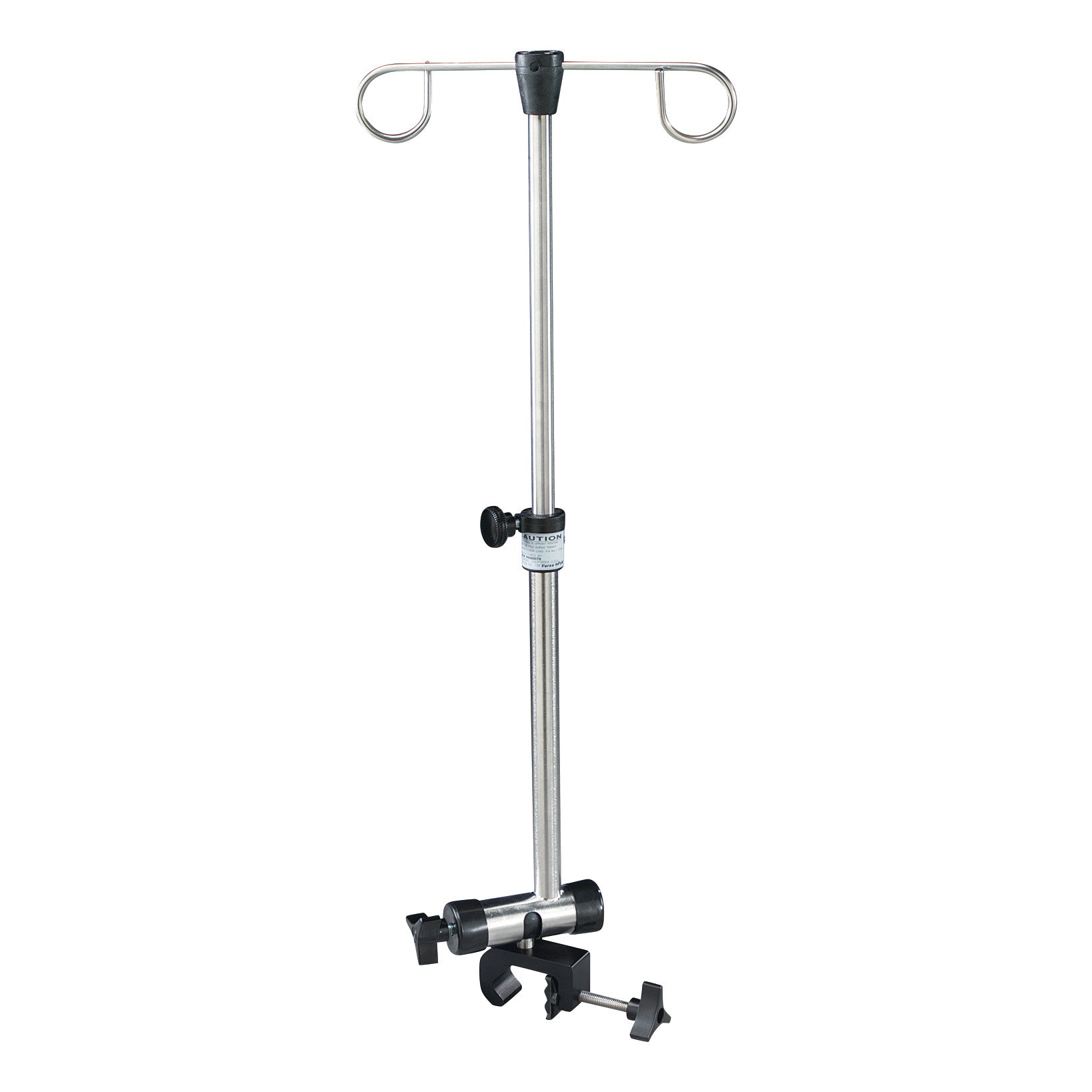 Pryor Versa-Pole IV stand with an adjustable metal pole, dual hooks, and a clamp for secure attachment.