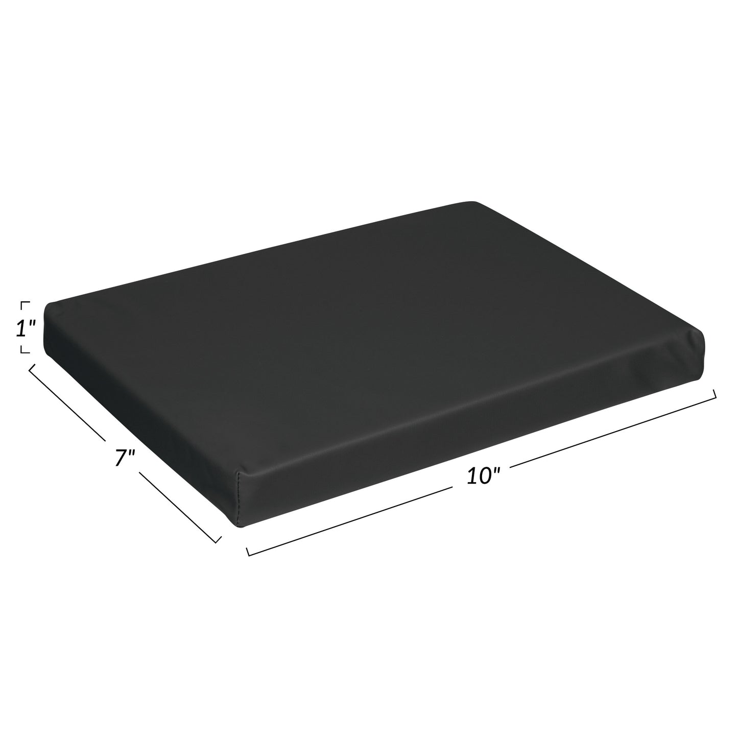 AliMed Vinyl-Covered Small Rectangle Positioner, black, with dimensions 10" x 7" x 1".