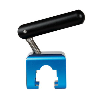 The AliMed O.R. Universal Rail Clamp features a black handle and a blue clamp, designed for securing medical equipment.