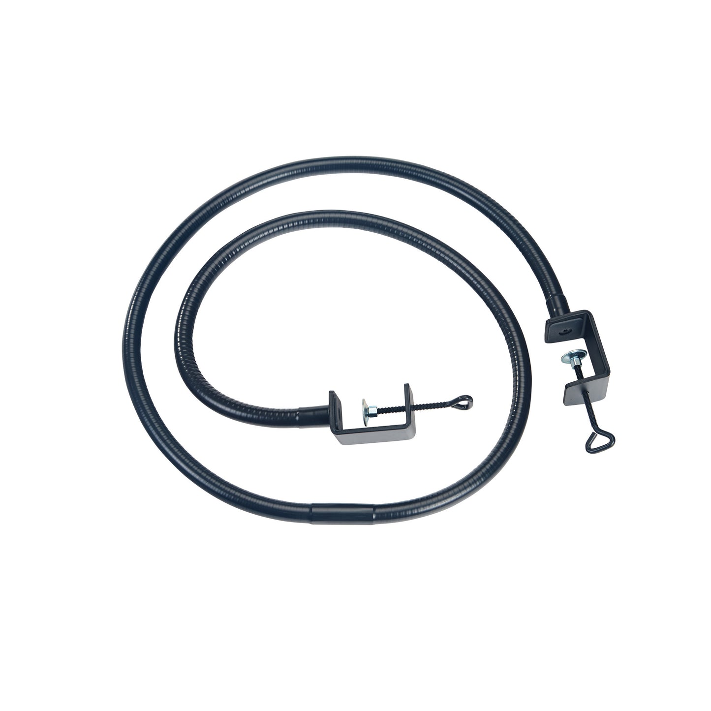 A C-Clamp Malleable Anesthesia Screen with a flexible black tube and adjustable clamps on both ends.