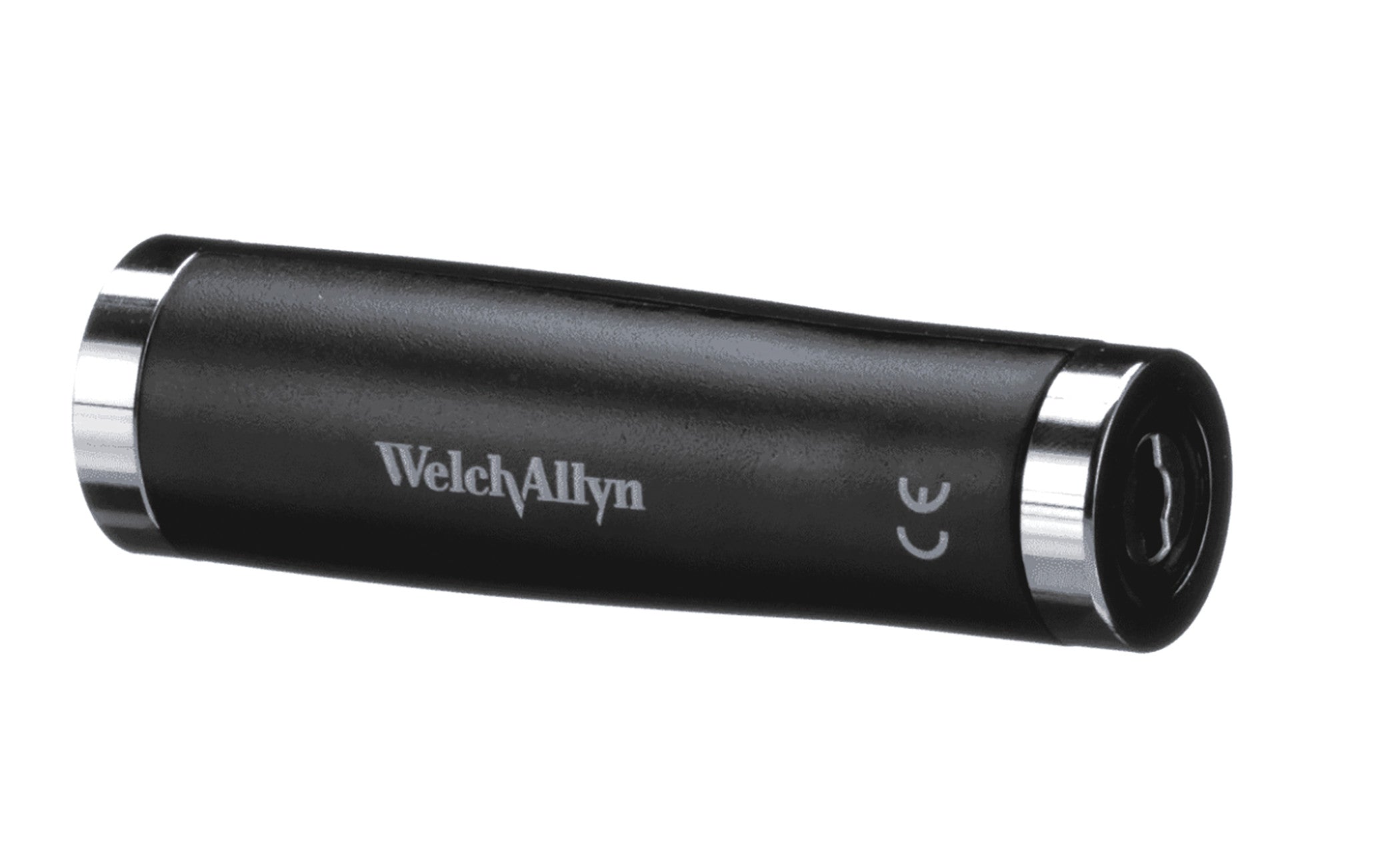 The Welch Allyn Replacement Lithium Ion Rechargeable Battery is black with chrome accents, displaying the logo prominently.