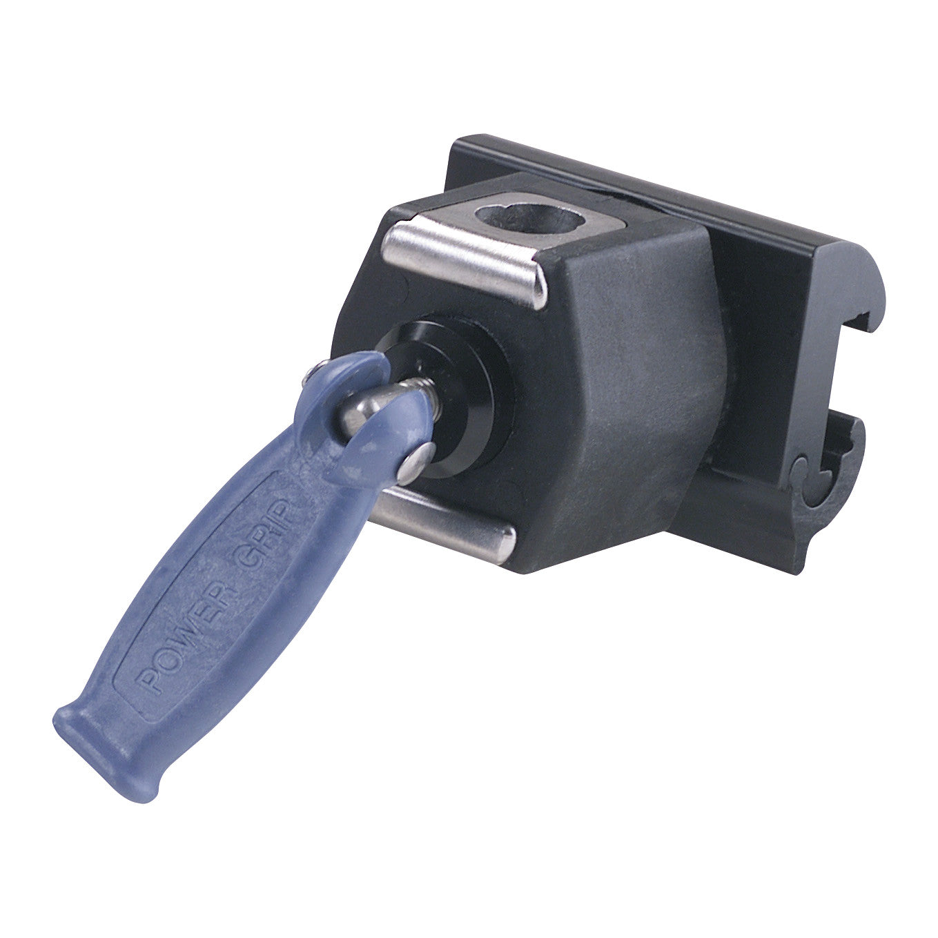 An Allen Easy-Lock Socket with a blue lever handle and black body, designed for mounting or securing purposes.