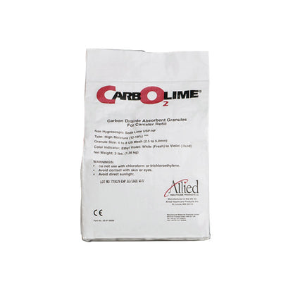 Refill Bag for CARBOLIME Carbon Dioxide Absorber with product details and warnings printed on the front.