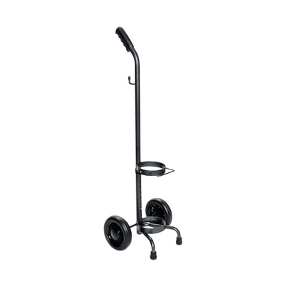 Rack 'n Roll Cylinder Oxygen Cart with a vertical handle, two wheels, and a holder for oxygen cylinders, designed for easy transport.