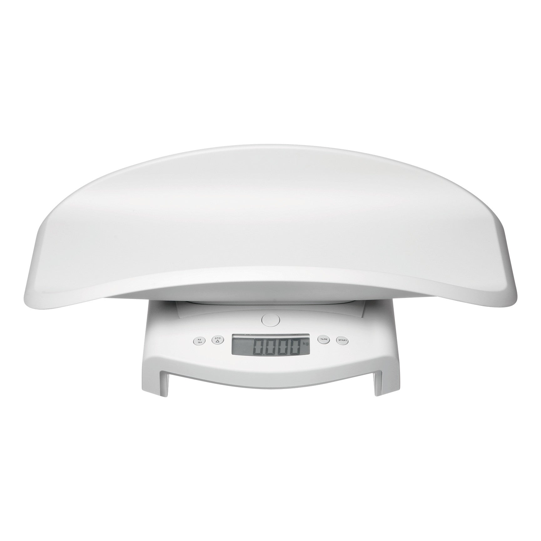seca 354 Digital Baby Scale with a large, curved weighing tray and a digital display showing "0.000" on the front panel.