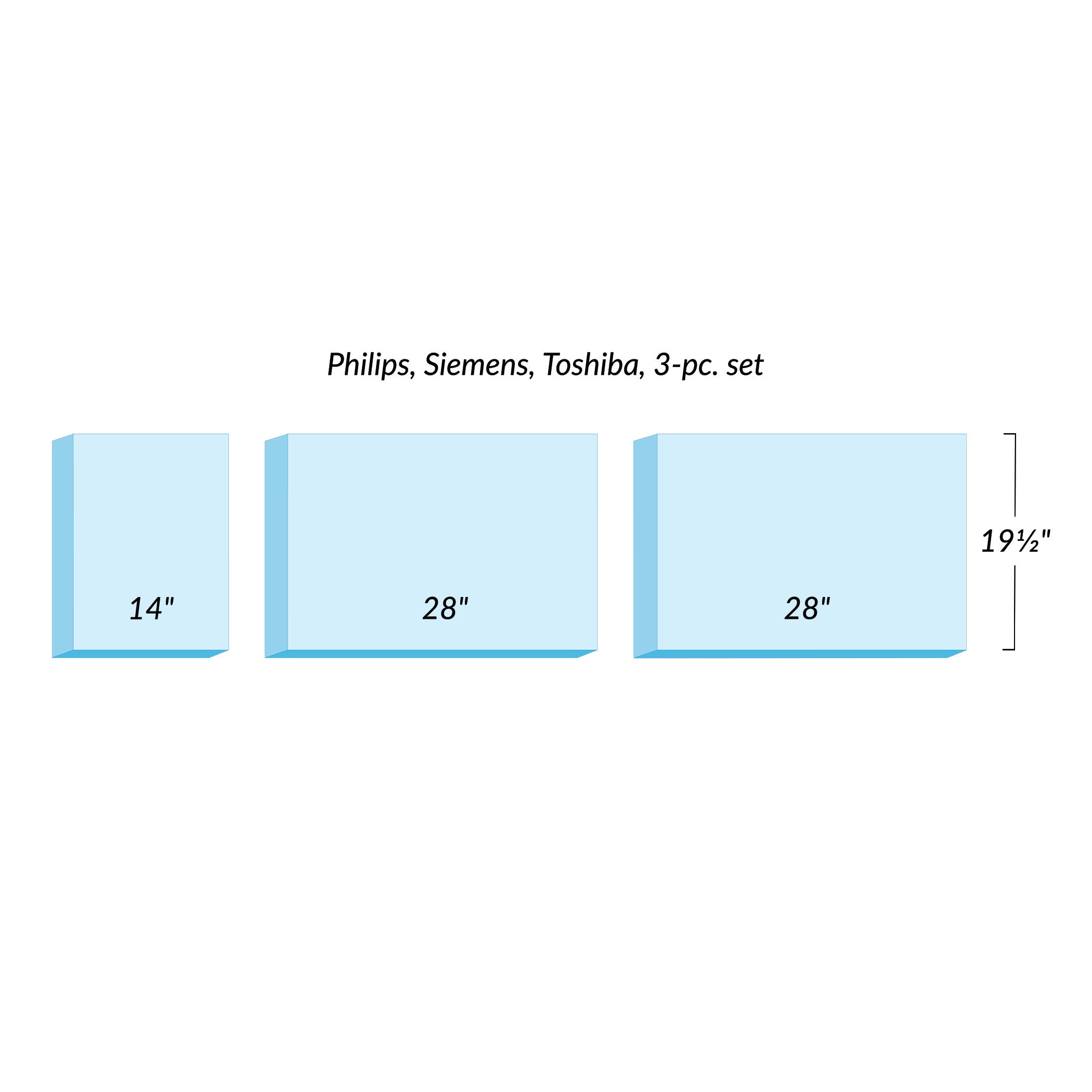 AliMed Support Surface for Philips/Siemens/Toshiba MRI Tables, a 3-piece blue cushion set, includes sizes 14" and two 28" pieces.