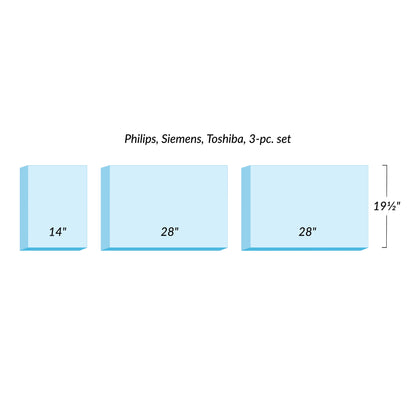 AliMed Support Surface for Philips/Siemens/Toshiba MRI Tables, a 3-piece blue cushion set, includes sizes 14" and two 28" pieces.
