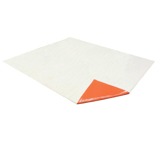 The SANDEL DriFloor Absorbent Pad is shown, with a white surface and an orange corner folded to reveal the backing.