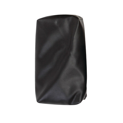 AliMed Box-Style Standard Sandbag, black and cloth-covered, shown upright with visible creases and wrinkles on its surface.