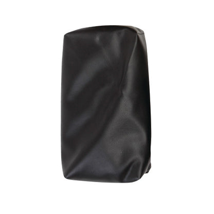 AliMed Box-Style Standard Sandbag, black and cloth-covered, shown upright with visible creases and wrinkles on its surface.