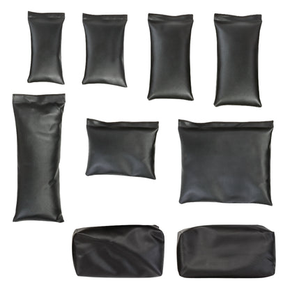The AliMed Standard Sandbag Set includes nine black sandbags of various rectangular and cylindrical shapes.