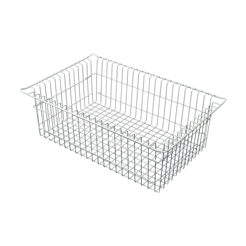 Harloff MedStorMax Wire Basket, a rectangular wire mesh basket, is used for storage and organization in medical settings.