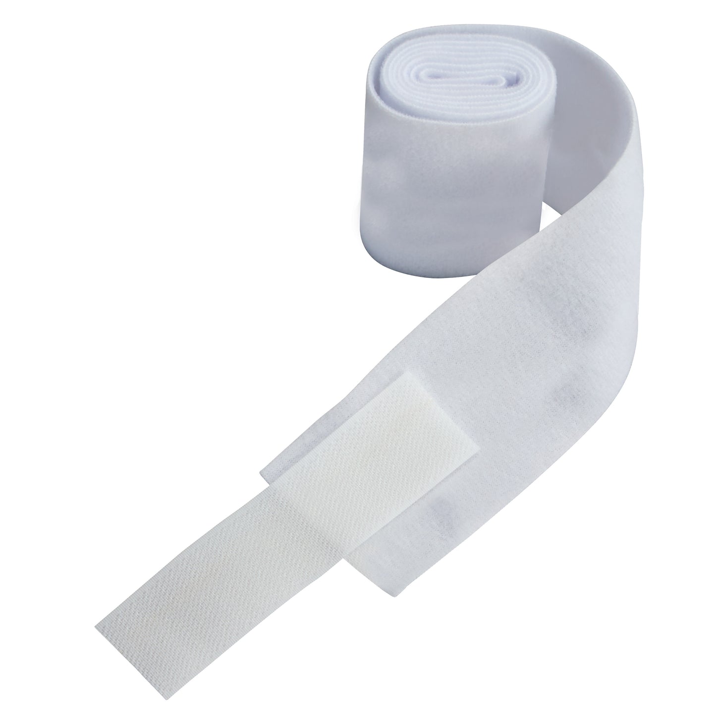 AliMed Soft-Touch Armboard Strap, a white medical strap with a hook-and-loop fastener, partially unrolled on a white background.