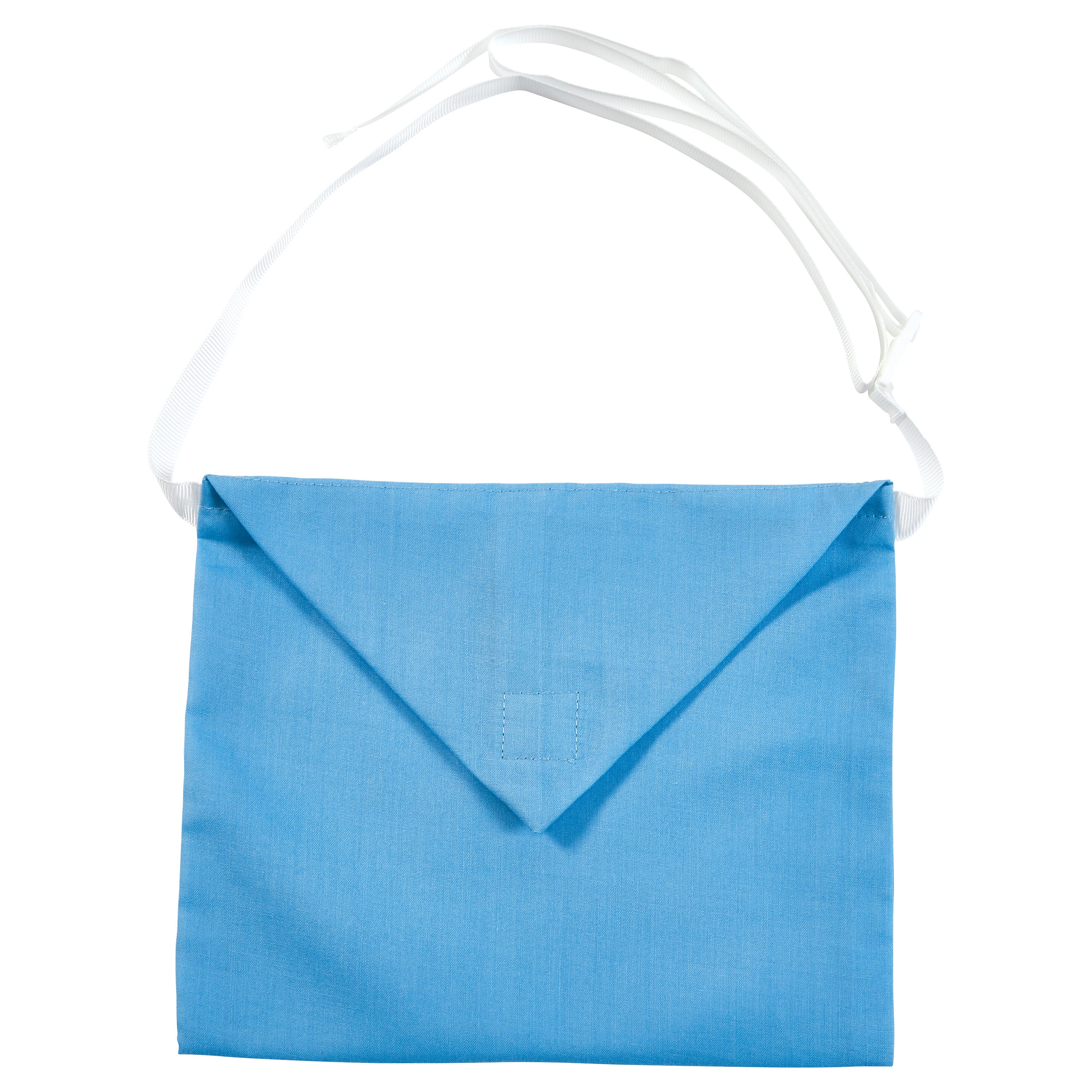 A light blue Expand-A-Band Drain Pouch with a white adjustable strap and a flap closure is displayed on a white background.