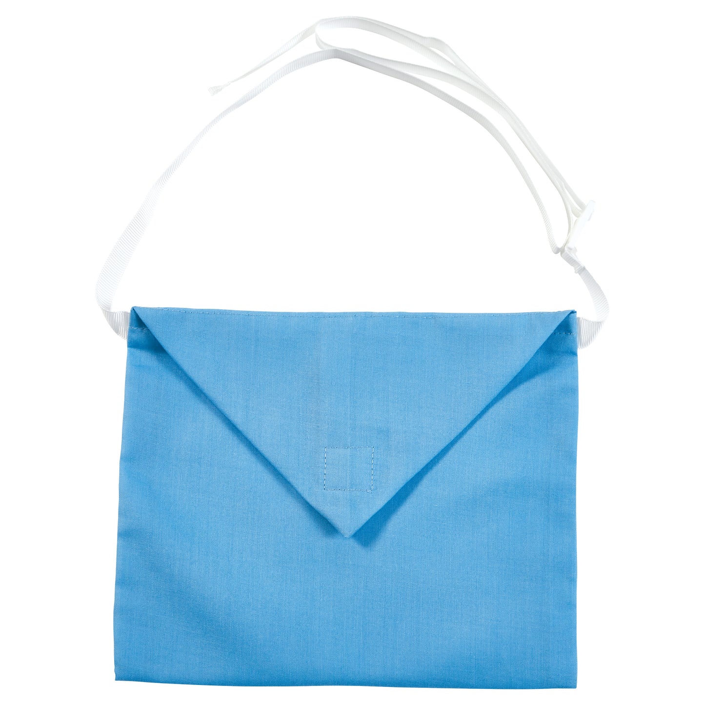 A light blue Expand-A-Band Drain Pouch with a white adjustable strap and a flap closure is displayed on a white background.