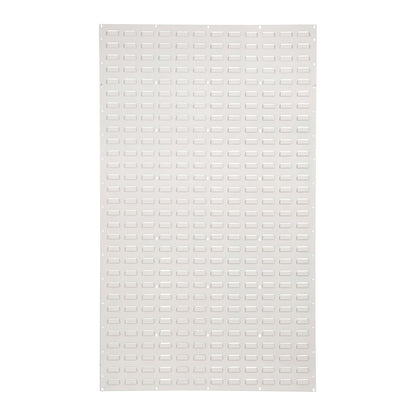 The Quantum Solid Louvered Panel is a white, rectangular panel with a grid of small rectangular slots arranged in rows and columns.