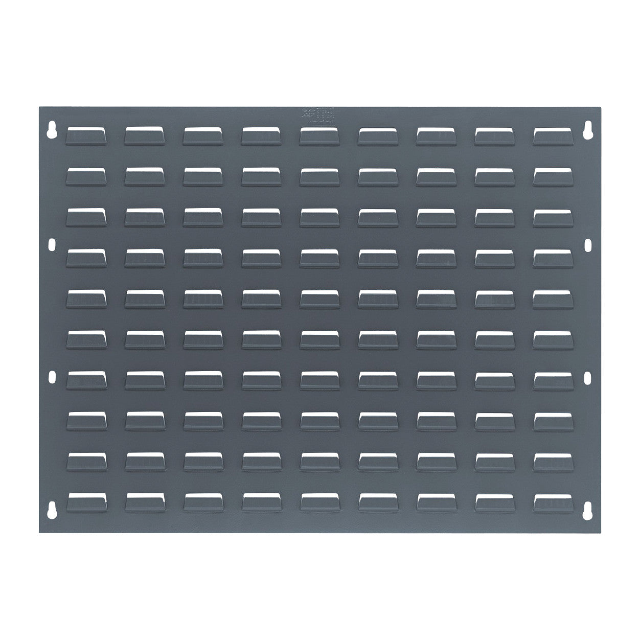 Quantum Solid Louvered Panel is a dark rectangular panel with evenly spaced horizontal slots for storage or organizational purposes.