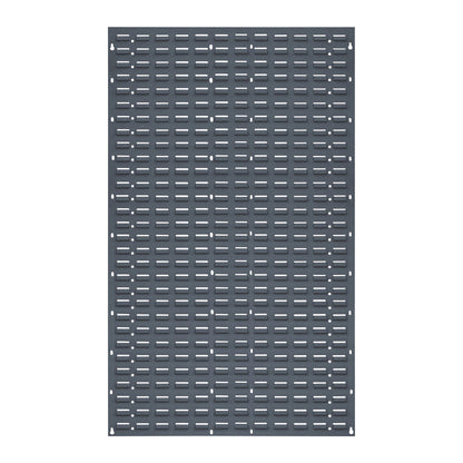 Quantum Solid Louvered Panel in dark gray with evenly spaced rectangular slots and mounting holes along the edges.