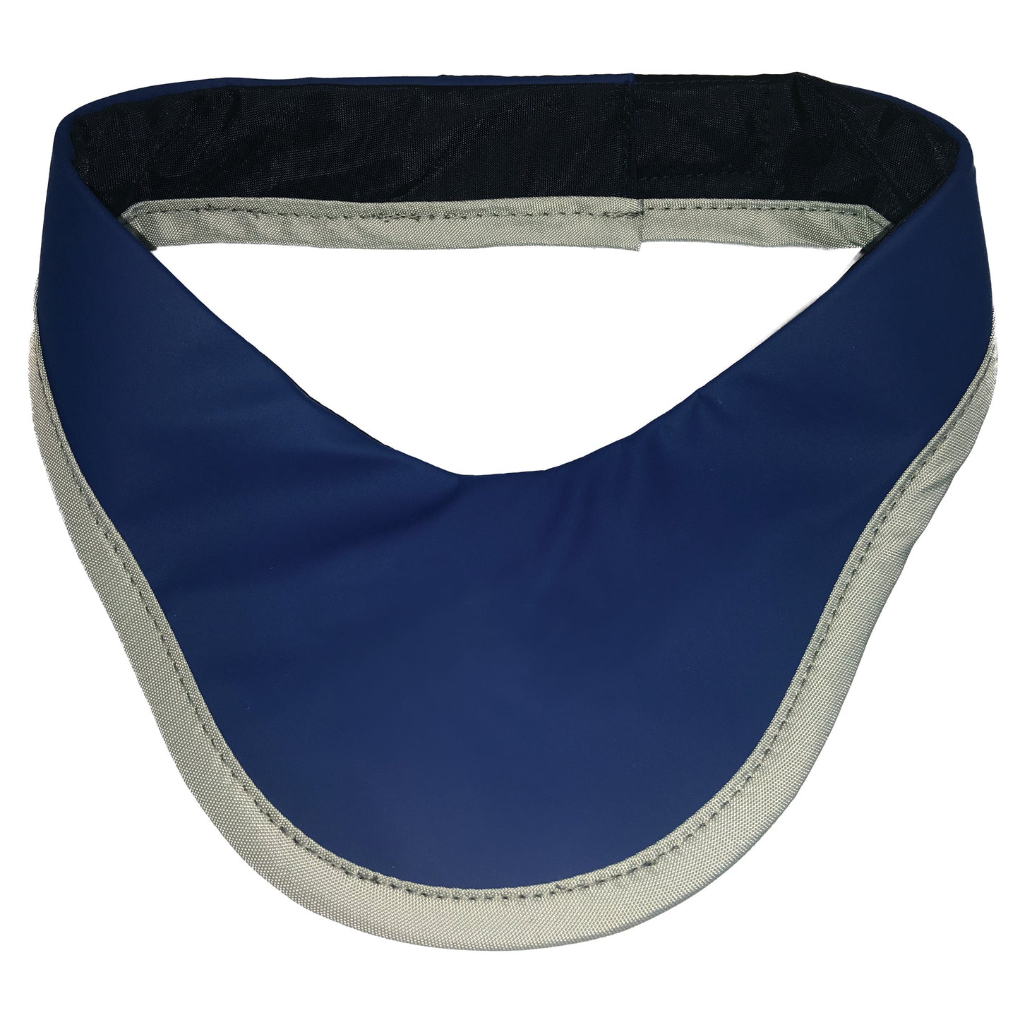 The Barrier Technologies MagnaGuard Thyroid Shield is shown in blue with a gray trim, featuring a curved, protective design.