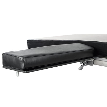 The AliMed Pivoting Armboard features a sleek black cushioned surface attached to a metal frame with a lever mechanism underneath.