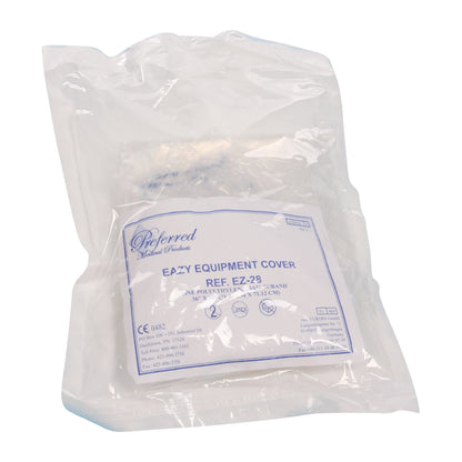 Plastic packaging for AliMed AliBag Eazy Equipment Cover, Ref. EZ-28, in transparent wrapping with printed details.