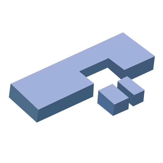 AliMed Echocardiography Pad is a blue L-shaped foam pad with two smaller rectangular blocks attached underneath.