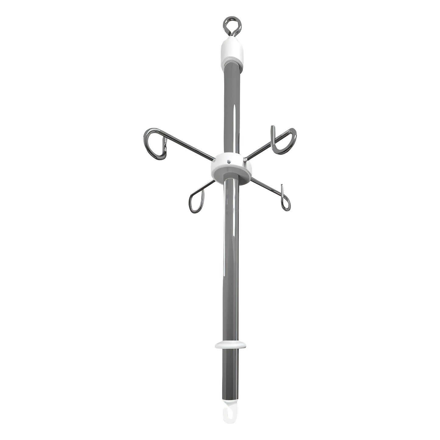 inpro IV Five Bag Holder with a central pole, four hooks, and an attachment hook on top for holding medical bags.