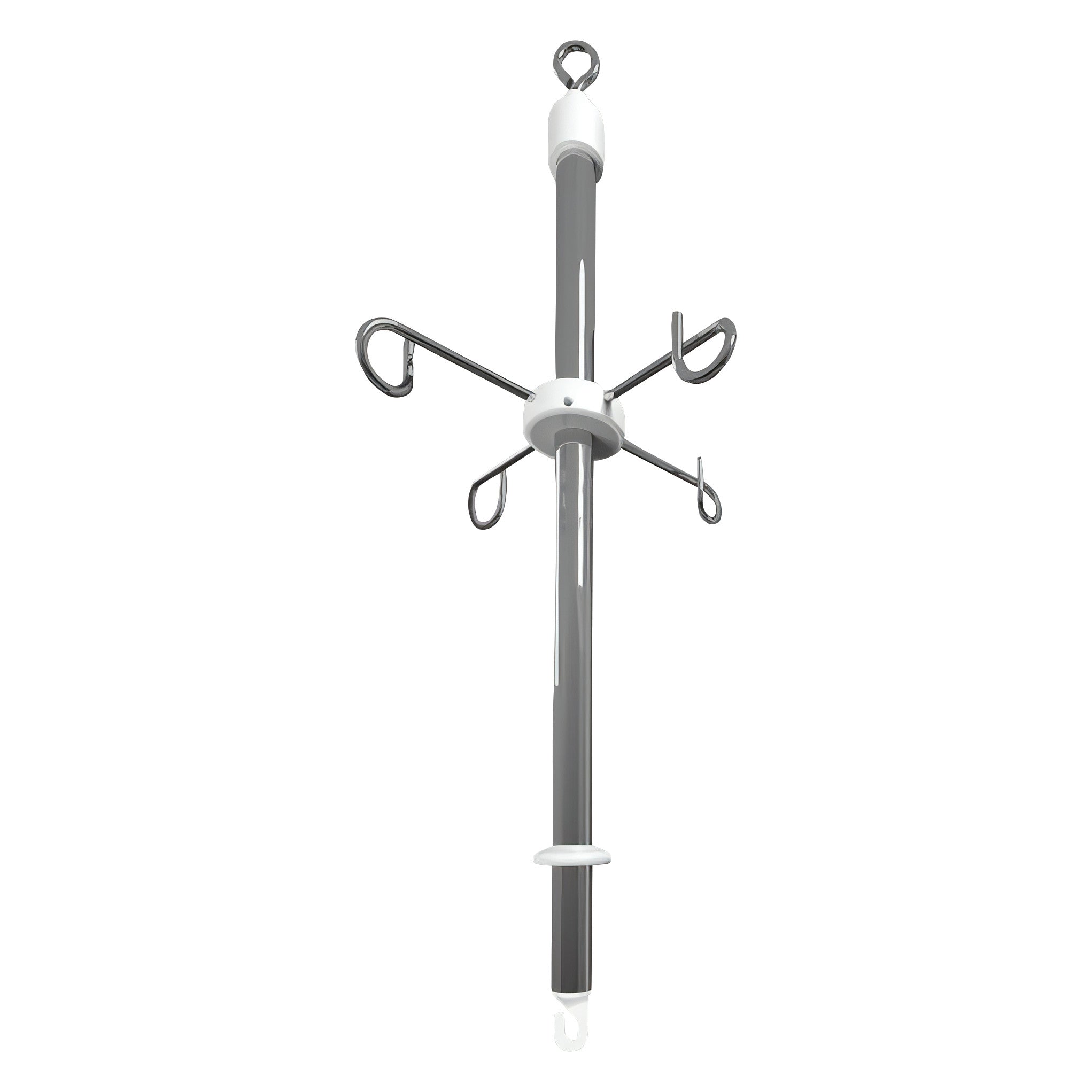 inpro IV Five Bag Holder with a central pole, four hooks, and an attachment hook on top for holding medical bags.