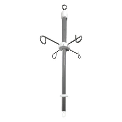 inpro IV Five Bag Holder with a central pole, four hooks, and an attachment hook on top for holding medical bags.