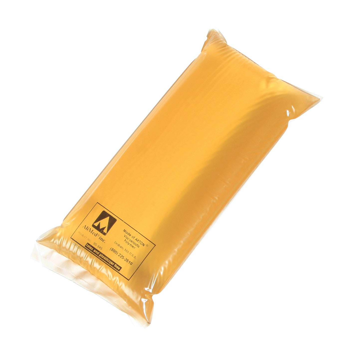 AliMed AliGel Universal Positioner, a yellow gel pad in a sealed transparent cover, used for surgical patient positioning support.