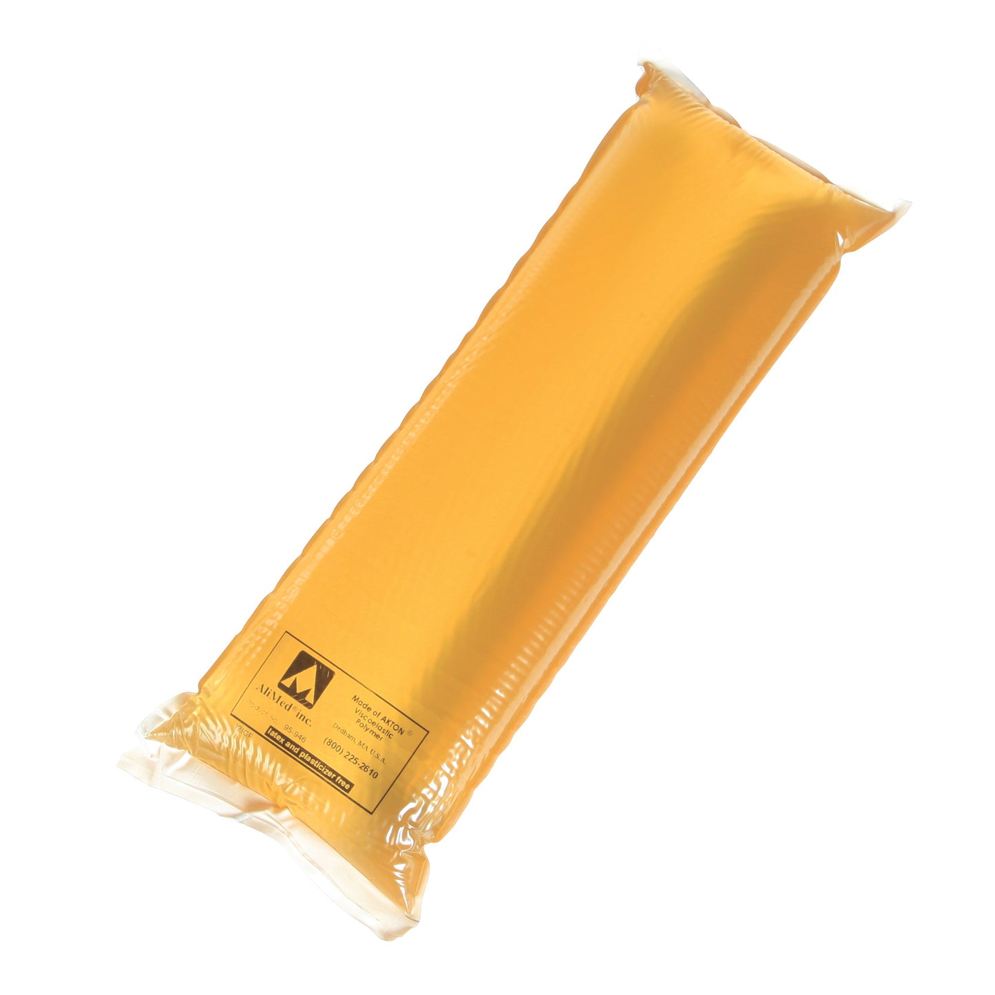 The AliMed AliGel Universal Positioner is a rectangular, translucent, gel-filled cushion used for patient cushioning and support.