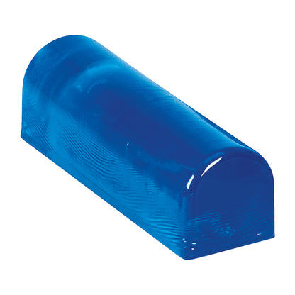 A blue, semi-cylinder-shaped AliMed AliBlue Gel Chest Roll with a smooth, glossy surface.
