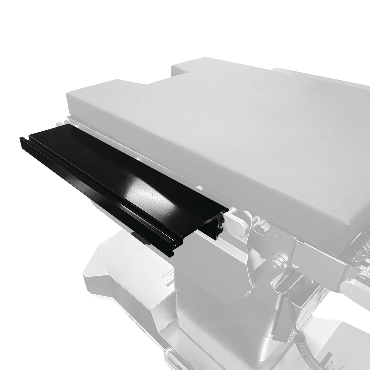 The KYRA Table Width Extender is shown attached to a table, featuring a sleek black extension panel for added surface area.