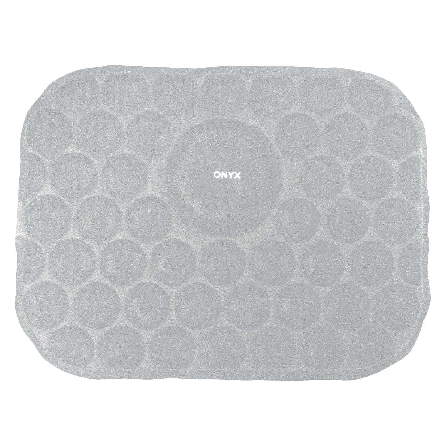 The Xena Therapies Cool Pad is shown, featuring a gray, textured surface with circular patterns and "ONYX" printed in the center.