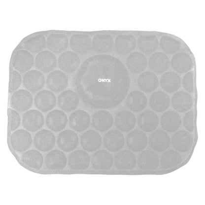 The Xena Therapies Cool Pad is shown, featuring a gray, textured surface with circular patterns and "ONYX" printed in the center.