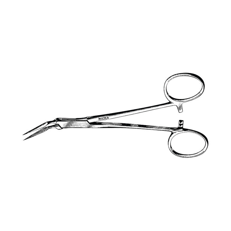 Stieglitz Splinter Forceps with curved serrated tips and ring handles, used for precision gripping in medical procedures.