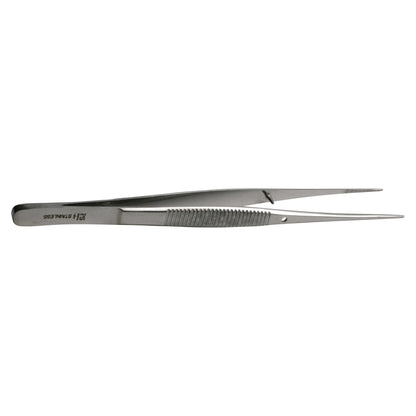 Semken Dressing Forceps made of stainless steel with textured grips and pointed tips used for precision handling in medical procedures.