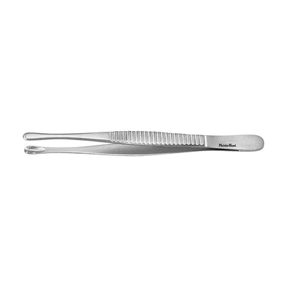 Miltex MeisterHand Russian Tissue Forceps are stainless steel tweezers with serrated gripping areas and spoon-shaped tips.