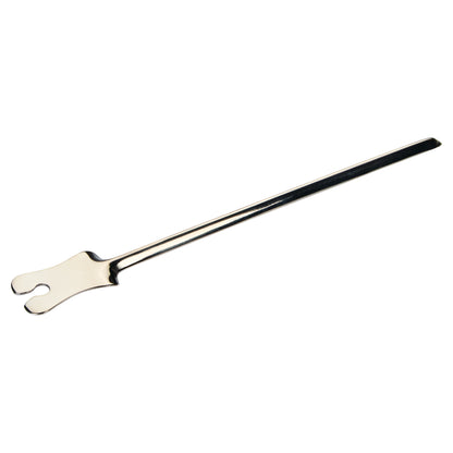 A Plain-End Grooved Director, a metal surgical instrument with a long handle and a forked end, used for guiding incisions.