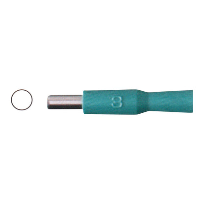 Miltex Sterile Disposable Biopsy Punch with a light green handle and metal tip, alongside a small ring component on the left.