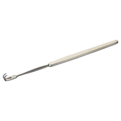 A Rake Retractor with a long handle and small, curved prongs designed for surgical or medical applications.