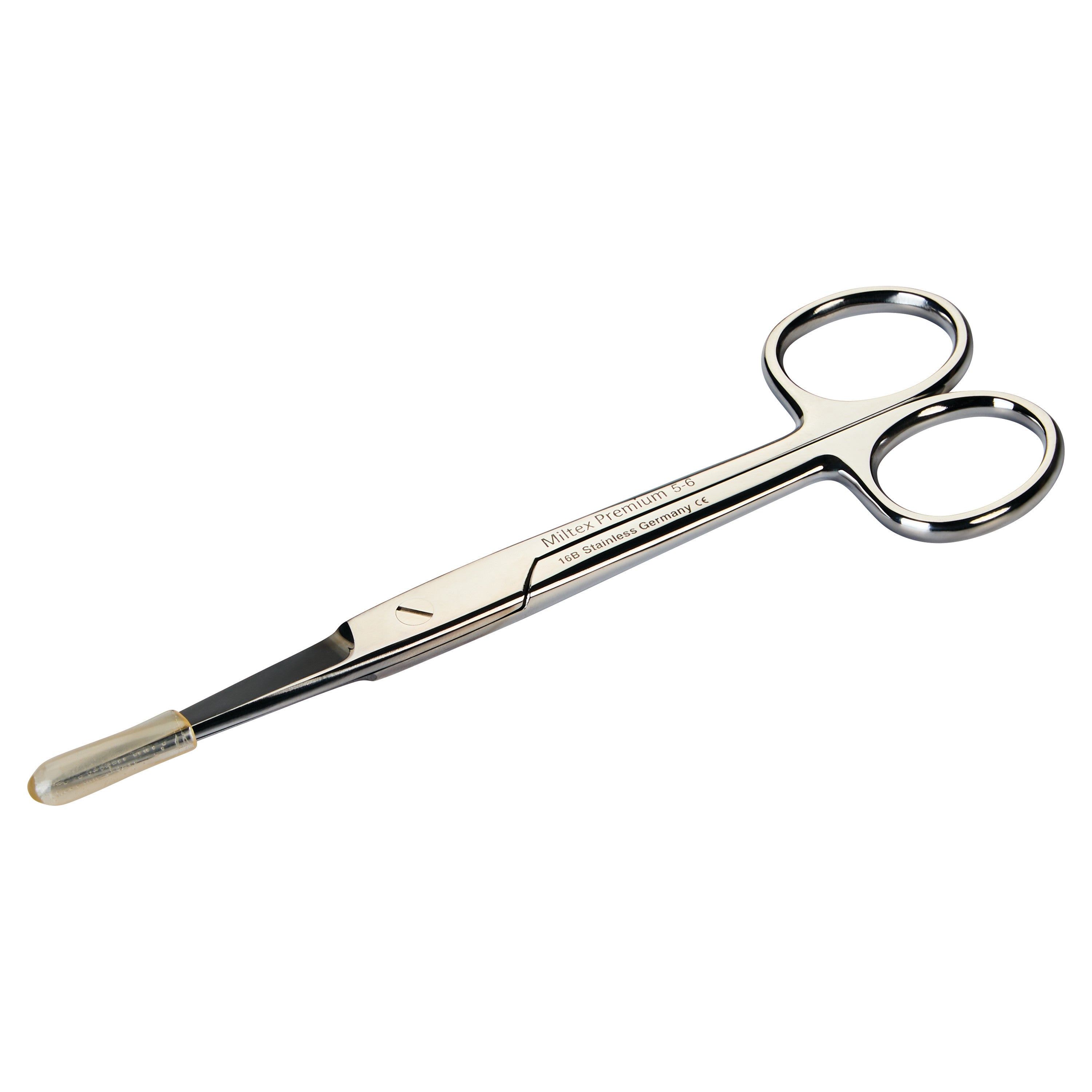 Silver Miltex Operating Scissors with straight blades and rounded tips, designed for precise cutting in medical procedures.