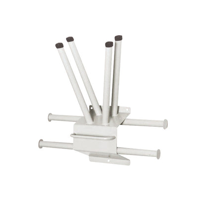 The Multi-Apron Wall Rack features multiple metal rods for hanging aprons, designed for wall mounting with durable construction.