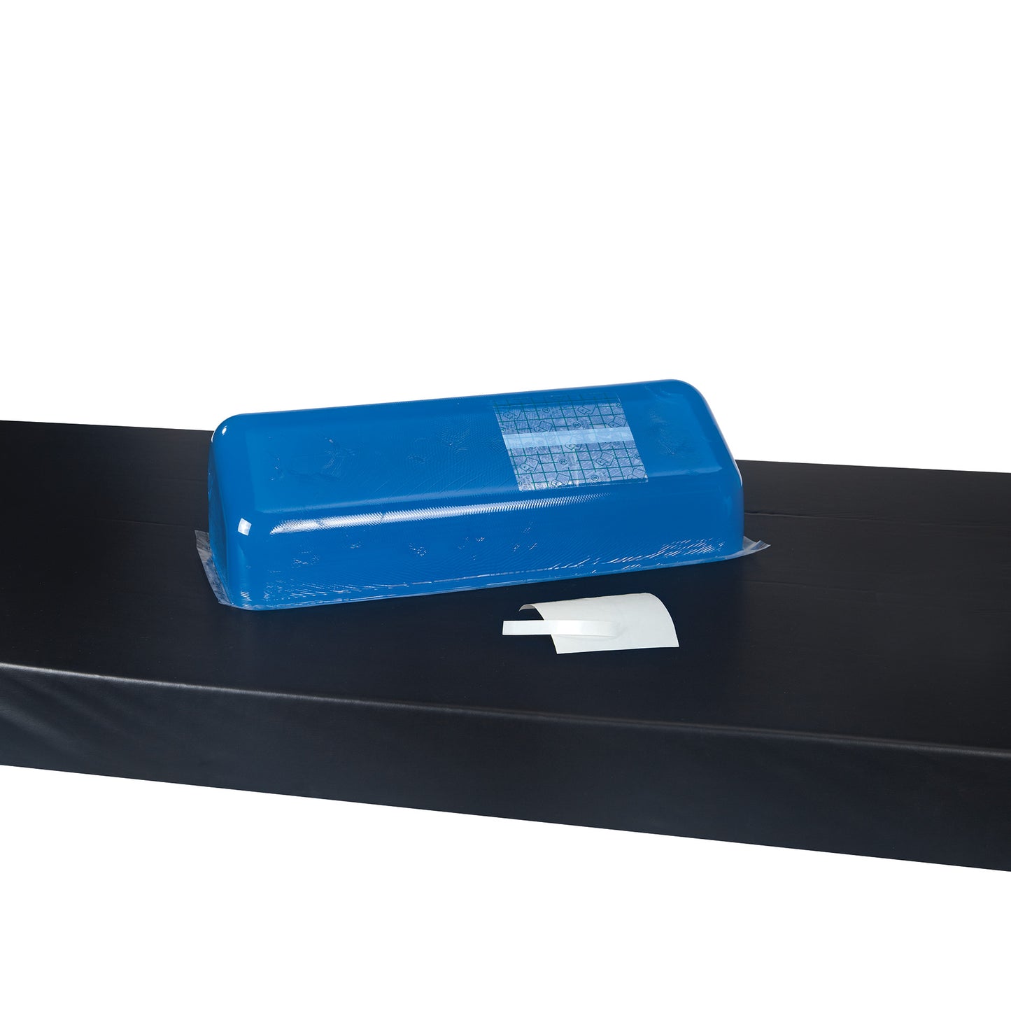 AliMed Gel Repair Kit with a blue gel pad and adhesive patch on a black surface, used for repairing gel-filled items.
