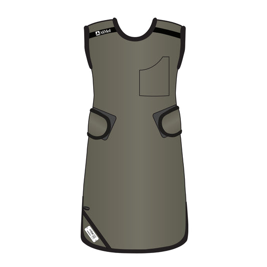 AliMed Grab n Go 4-Point Quick Drop Apron, Male, a sleeveless protective garment with pockets and fastening straps.