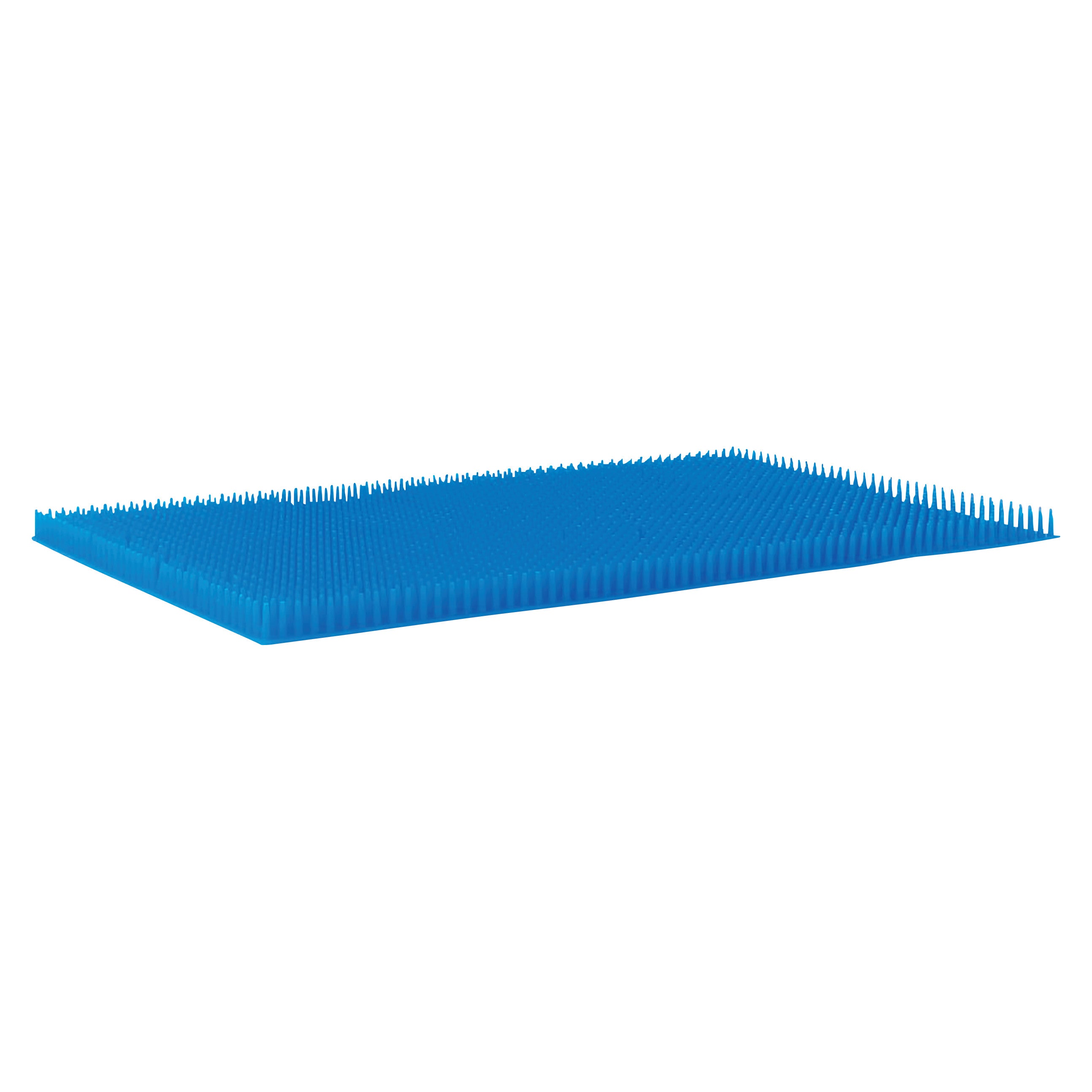 Blue Silicone Mat for SteriSet Containers with evenly spaced raised spikes on its surface, shown from an angle.