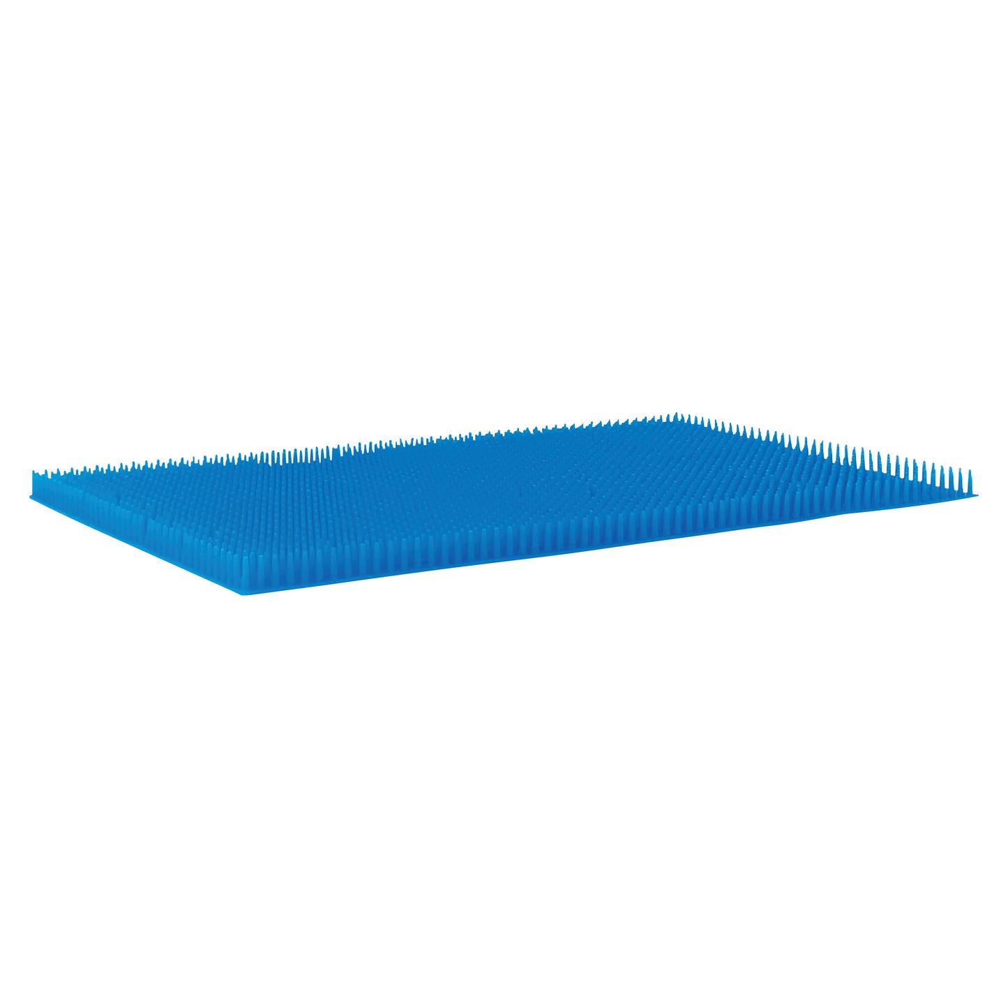 Blue Silicone Mat for SteriSet Containers with evenly spaced raised spikes on its surface, shown from an angle.